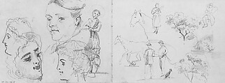 Faces, Trees, Horses, John Singer Sargent (American, Florence 1856–1925 London), Graphite on off-white wove paper, American